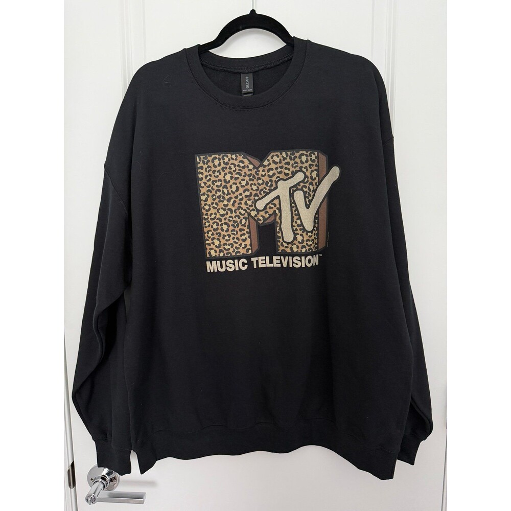 NEW MTV Cheetah Leopard Print Jersey 80’s Gildan Sweatshirt XL Extra Large